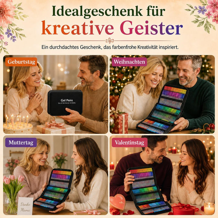 Gunsamg 240 Gelstifte Set, 120 Farbige Gelschreiber Kinder mit 120 Gelstifte Nachfüllminen für zum B