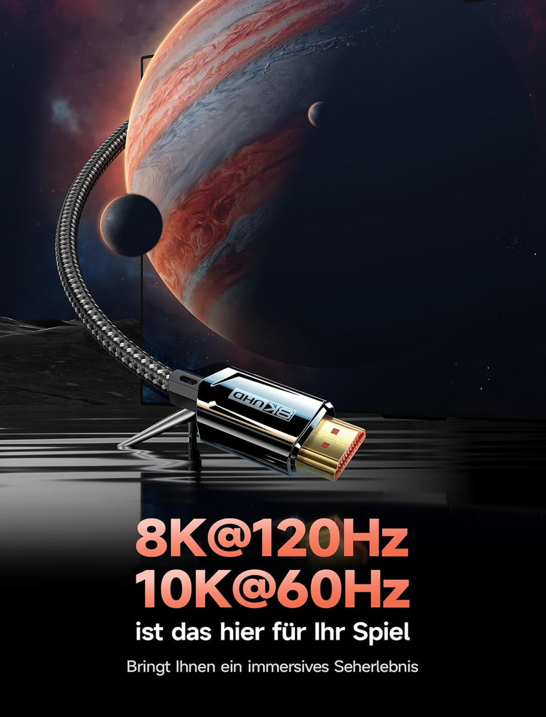 JSAUX 2 Stück 8K HDMI Kabel 5M, HDMI 2.1 Kabel Ultra High Speed 48Gbps, (8K@60Hz 4K@120Hz 144Hz) HDM