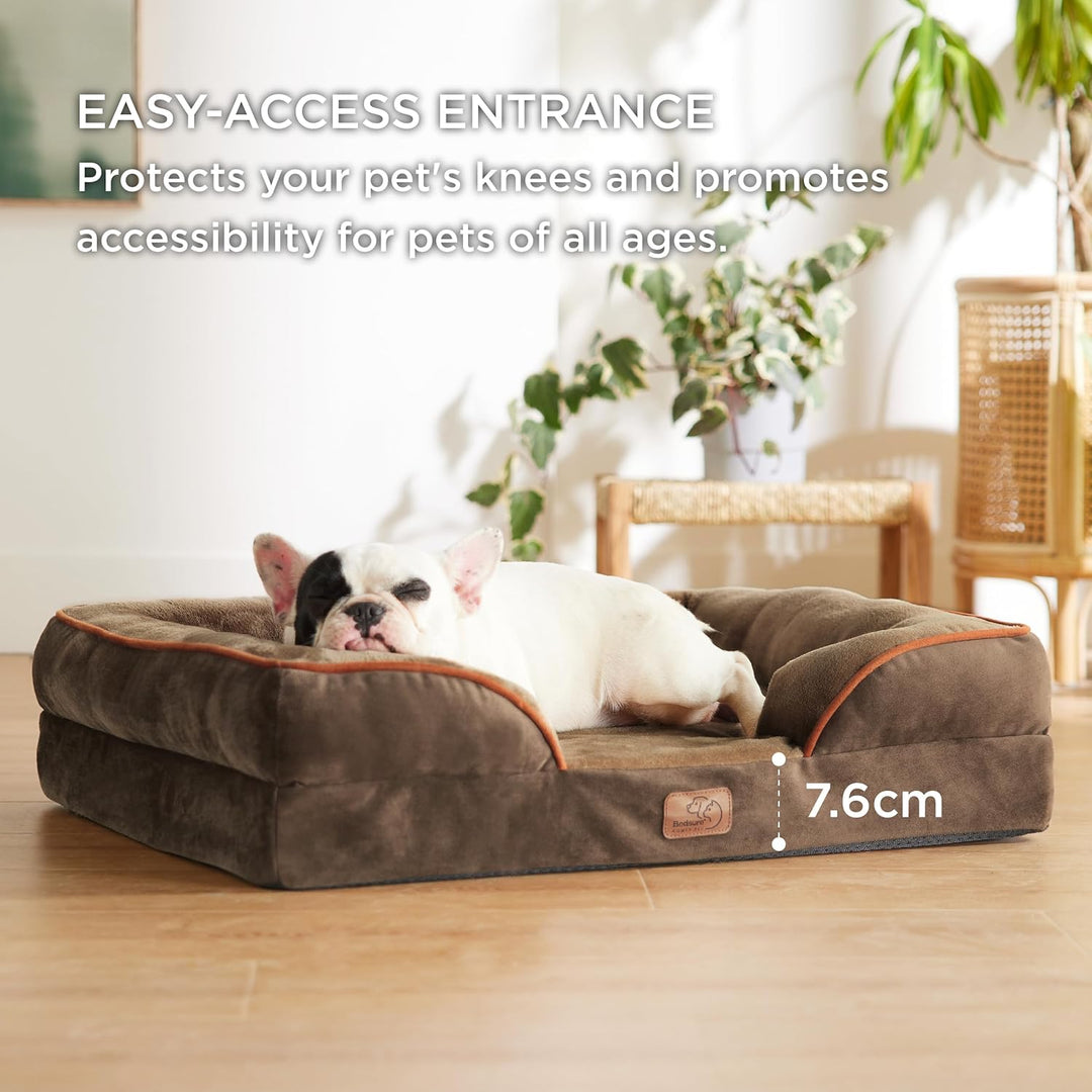 Bedsure orthopädisches Hundebett Ergonomisches Hundesofa - 71x58 cm Hundecouch mit eierförmiger Kist