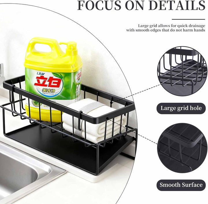 Küchenorganizer für die Spüle mit Ablauf, selbstentleerend, für Schwämme, Bürsten und Geschirrtücher