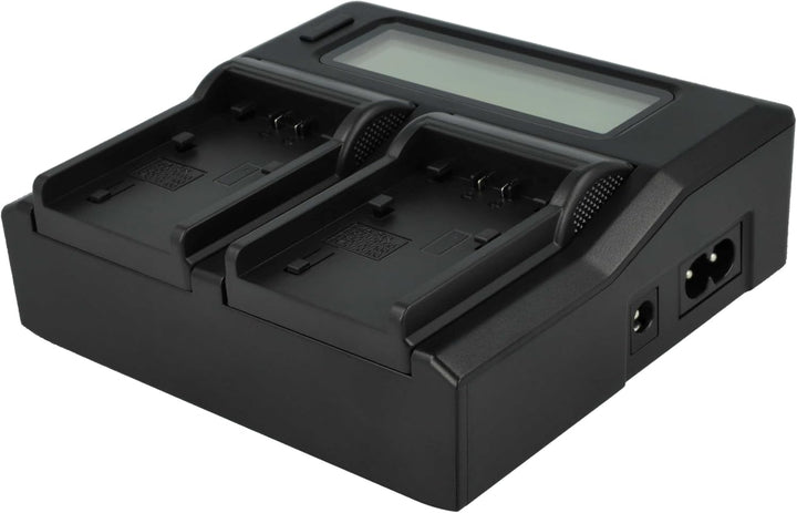 vhbw Dual Ladegerät kompatibel mit Sony HXR-NX30E, HXR-NX70, HXR-NX70E, NEX-VG10, NEX-VG10E, NEX-VG3