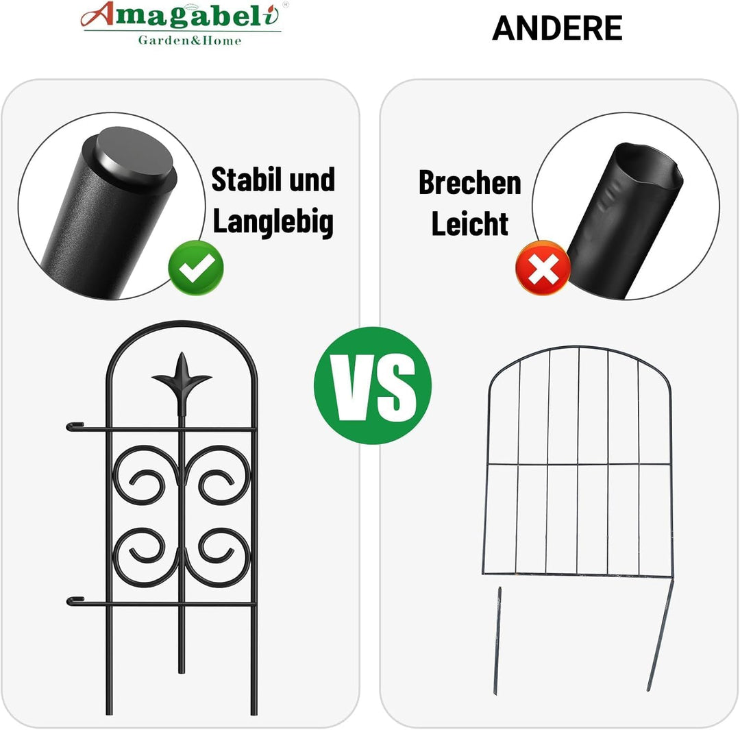 Amagabeli Beetzaun Metall 81cm(H) x38cm(L)-7P Gartenzaun Metall Zaunelementen Gartenzäune Dekorative
