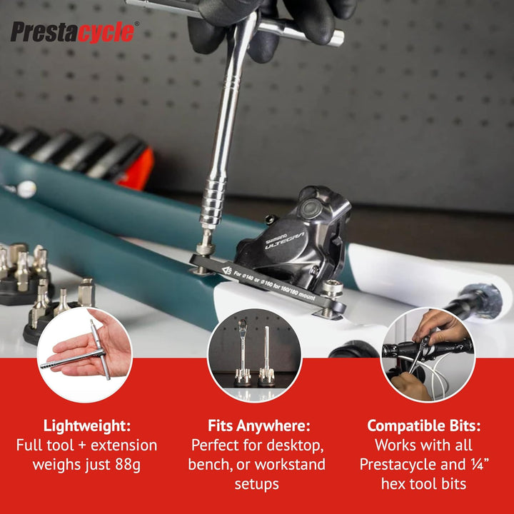 Prestacycle Pro T-Griff Ratschen-Set mit (12) S2-Bits und (2) runden Bithaltern - Kompaktes Desktop/