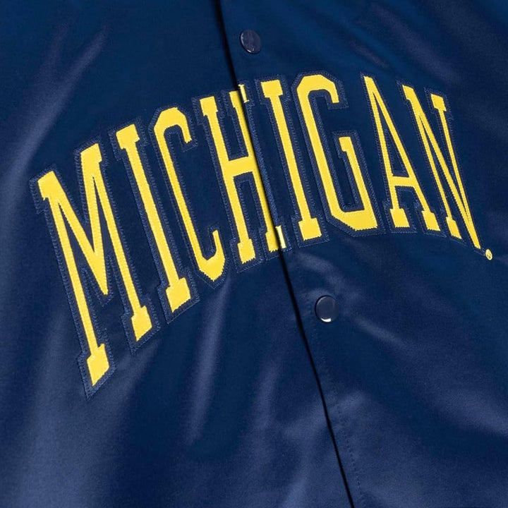 Mitchell & Ness NCAA Lightweight Satin Jacket M Michigan, Navy, M Michigan, Navy