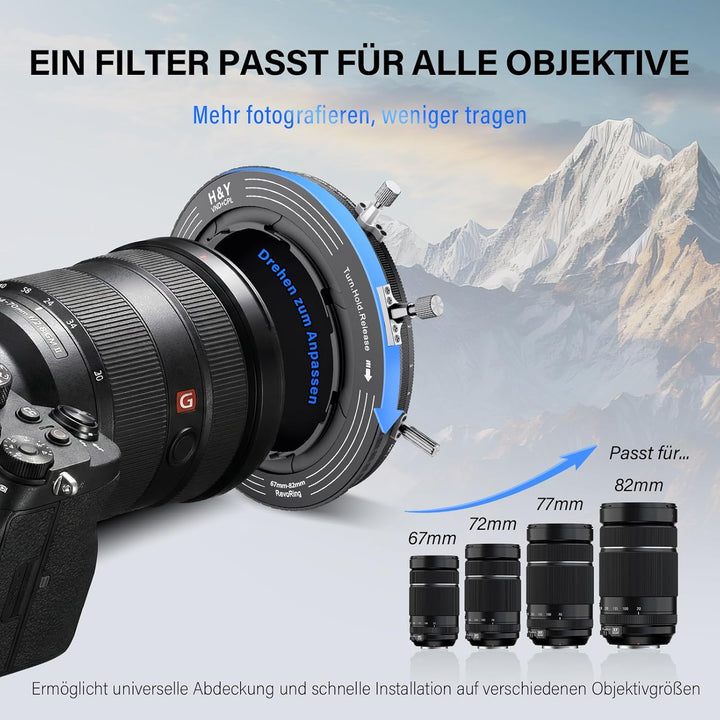 H&Y Cinematic Portrait Kit RevoRing Mark II 67-82mm VND (ND3-1000) Neutraldichtefilter & CPL Zirkula