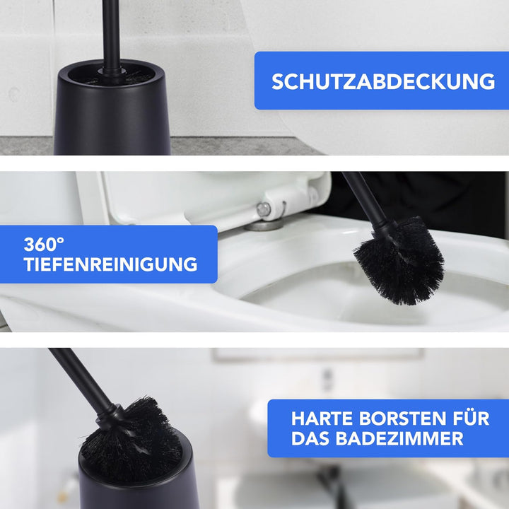 Bamodi Klobürste Schwarz WC-Bürsten und Halter - Toiletten Silicon Brush - Toilettenbürste mit steif