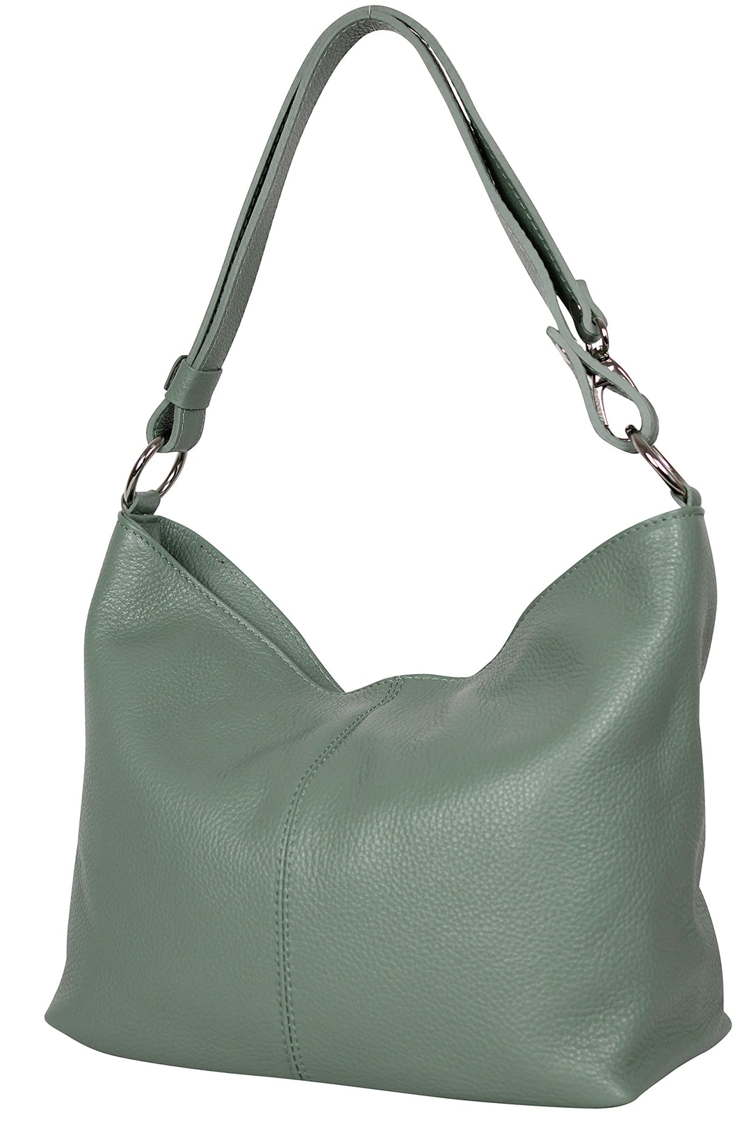 AMBRA Moda Damen Leder Handtasche Schultertasche Umhängetasche Hobo bag GL005 Apfelgrün, Apfelgrün