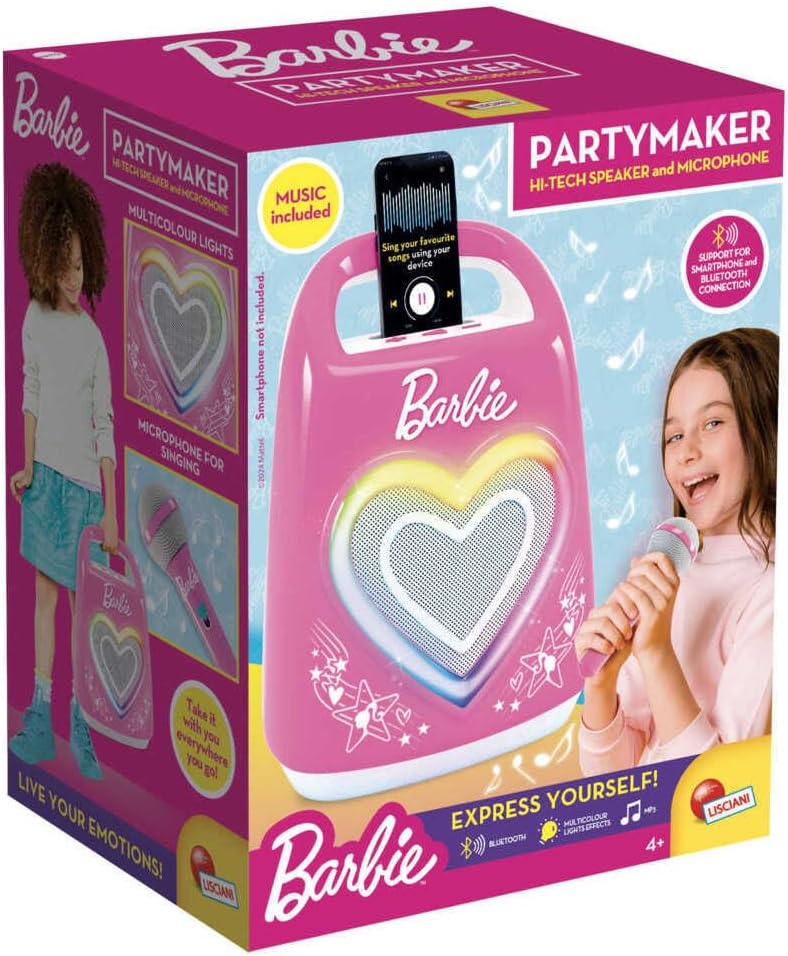Lisciani - BARBIE PARTYMAKER High Tech Speaker & Microphone - Kinder Karaoke-Set - Mikrofon & Blueto