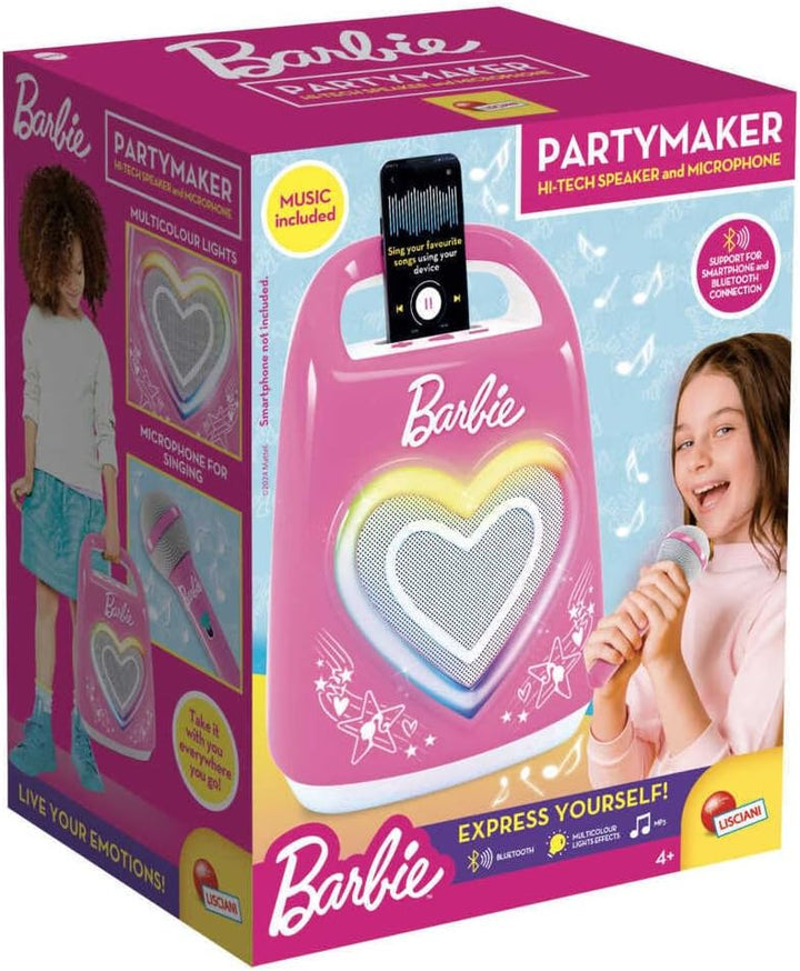 Lisciani - BARBIE PARTYMAKER High Tech Speaker & Microphone - Kinder Karaoke-Set - Mikrofon & Blueto