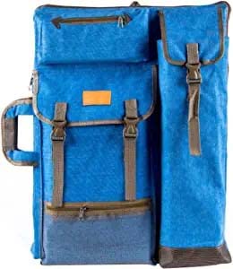 Transon Kunstmappe, Künstlerrucksack, Leinwandtasche, Gross 66 x 49,5 cm, Blau