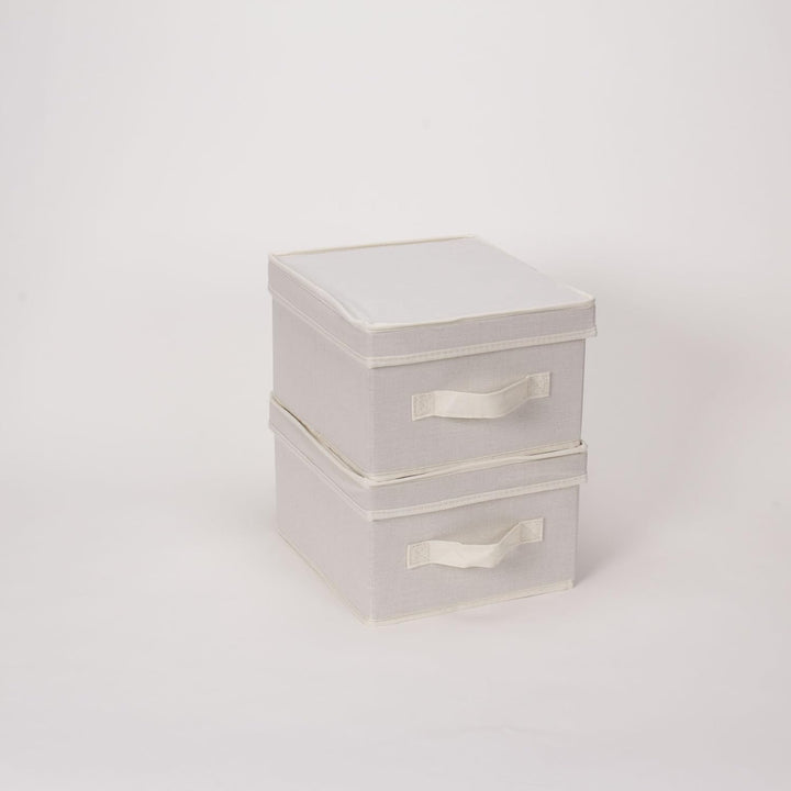 Household Essentials 111 Aufbewahrungsbox mit Deckel und Griff, natürliches beigefarbenes Segeltuch,