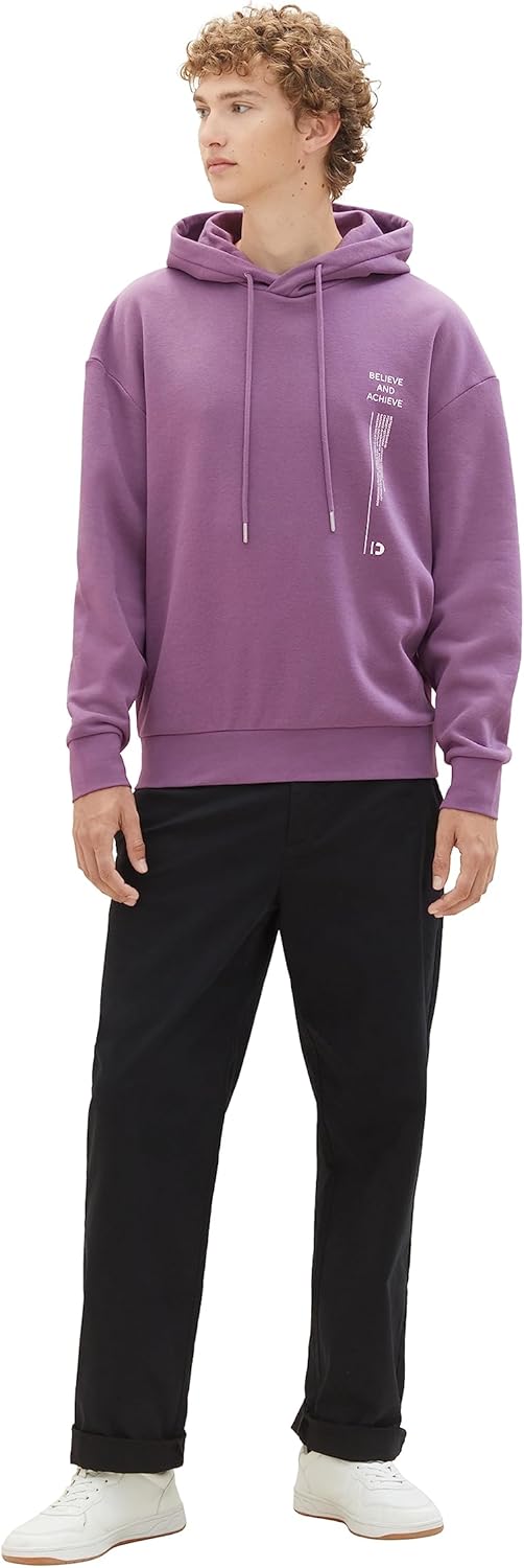 TOM TAILOR Denim Herren Relaxed Fit Hoodie mit Rücken-Print S 32248-dusty Grape, S 32248-dusty Grape