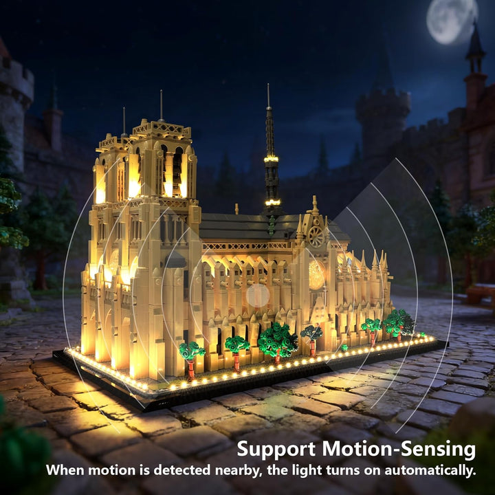 Premium LED-Lichtkit kompatibel mit LEGO 21061 Notre-Dame de Paris – Warme Beleuchtung für das Archi
