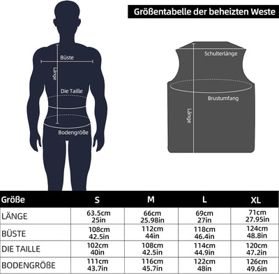 Braoses Herren-Heizweste, bequeme elektrisch beheizte Weste mit 3-Stufen-Heizmodus, waschbar Beheizt