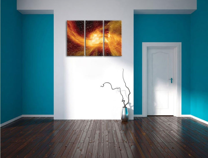 Pixxprint Sternenstaub und Gasnebel in Einer fernen Galaxie Kunst Buntstift Effekt 3-Teiler Leinwand