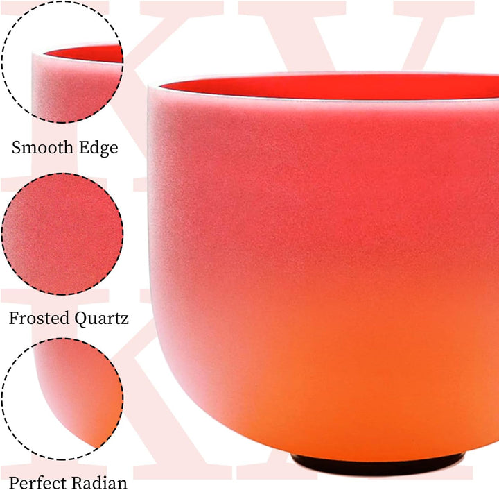 KVKA 25cm Klangschalen, 432Hz C note 10 inch Rot-Orange Chakra Sound Healing Klangschale für Meditat