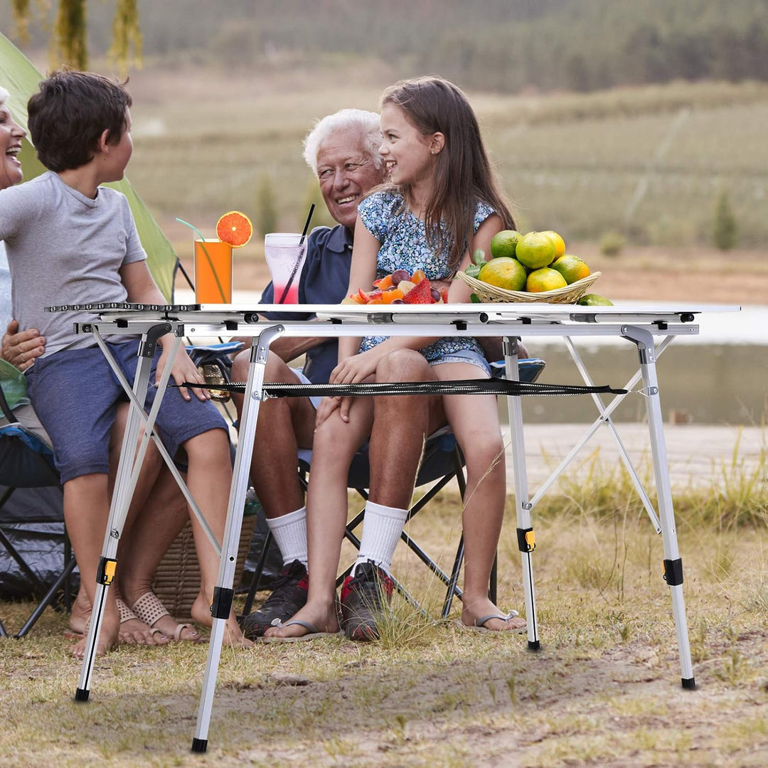 Outsunny Picknick Klapptisch, Falttisch, Höhenverstellbarer Campingtisch, Inkl. Tragetasche, Alumini