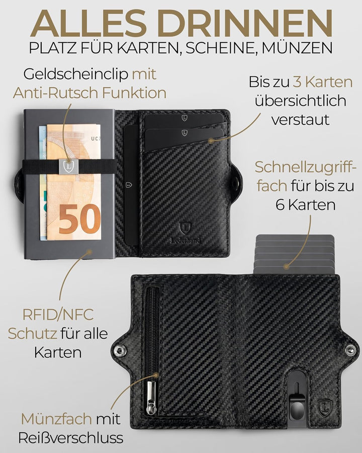 Lederhand® Aventus Wallet – Premium Leder Geldbörse handgemacht für Herren und Damen Portemonnaie Al