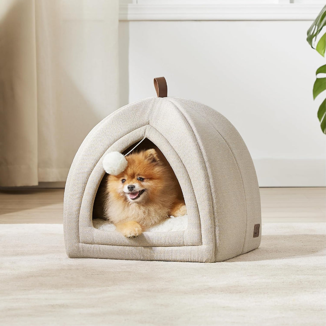 BEDSURE Katzenbett grosse Katzen Katzenhöhle- 44x44x44 cm Katzenhaus Indoor mit abnehmbarem Sherpa K