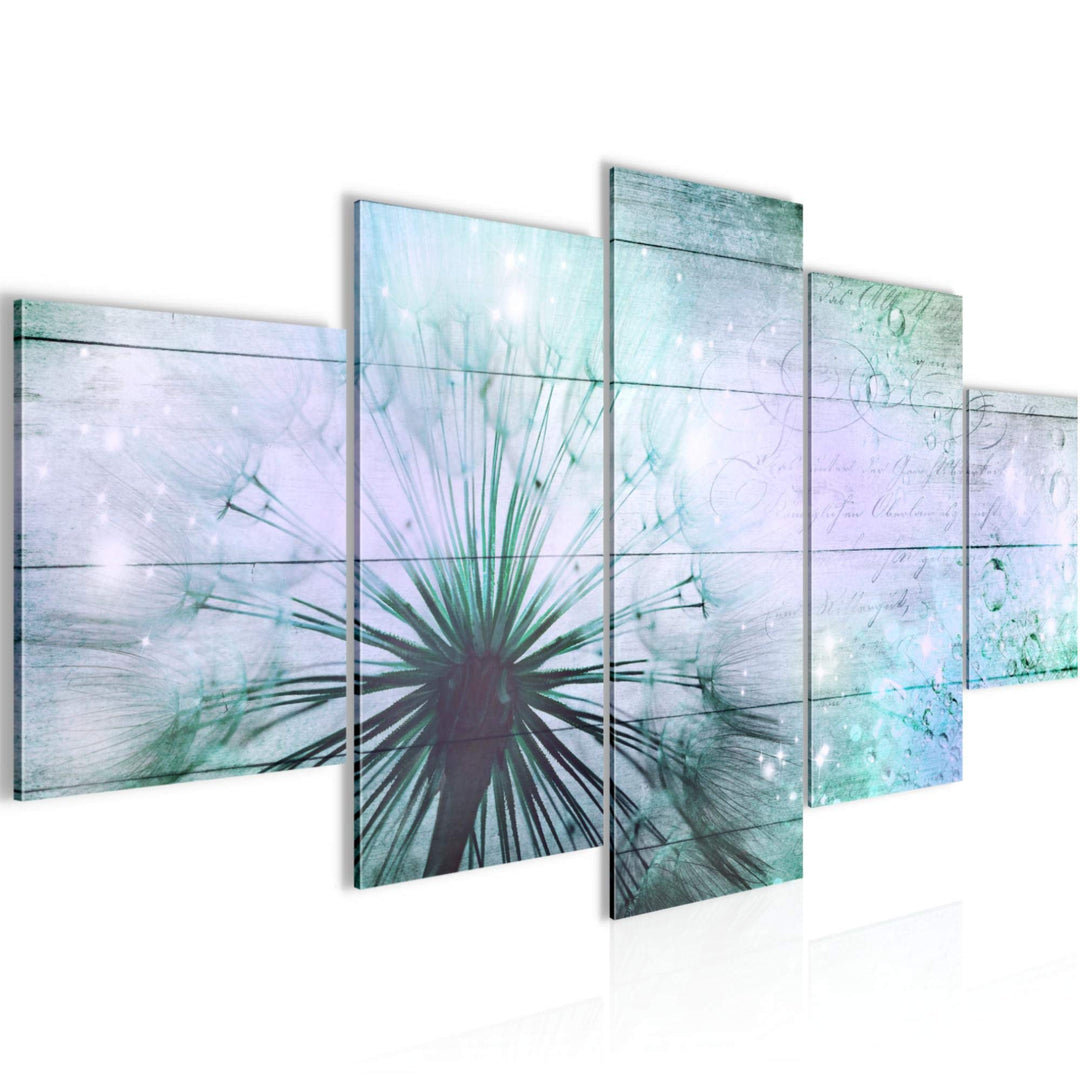 Runa Art Wandbilder Pusteblume 5 Teilig Bild auf Vlies Leinwand Deko Wohnzimmer Schlafzimmer Vintage