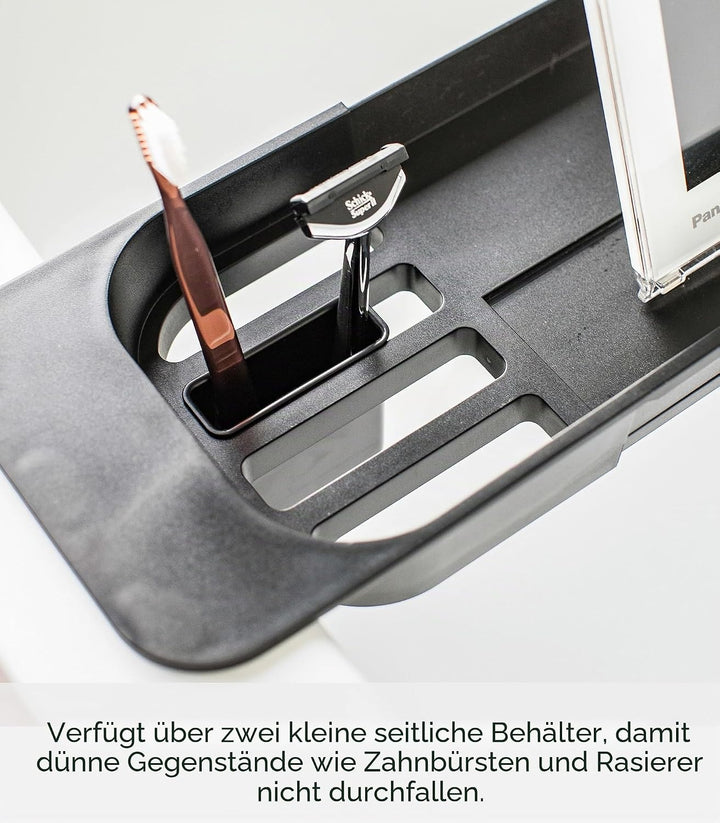 Extendable bathtub tray - Tower - black Schwarz, Schwarz