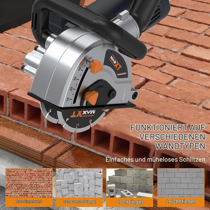 MAXXT 1700W-Fassadenfräse, 7000 U/min Fassadenfräse mit Staubabsaugung, max. Nutschneidbreite 42 mm,