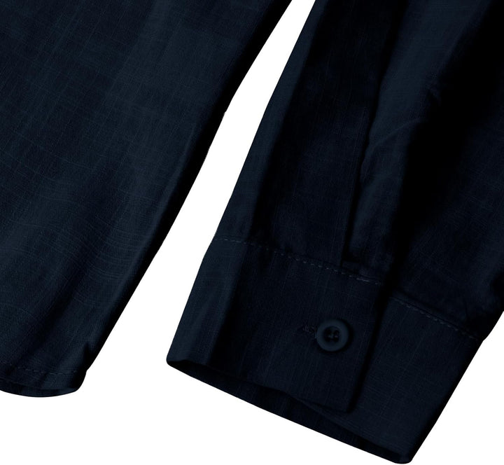 YAOBAOLE Leinenhemd für Herren, Casual, Sommerhemd, leicht, lange Ärmel, Knöpfe, Mao-Kragen, Strand,