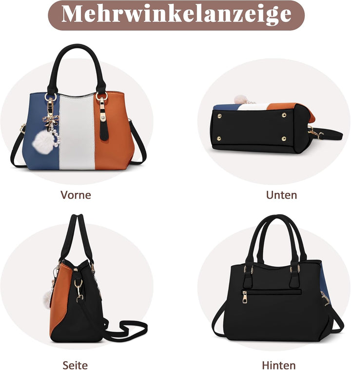 DORRISO Damen Handtasche Mode Pompons Anhänger Umhängetasche Elegantes Casual Reise Handtasche Fraue