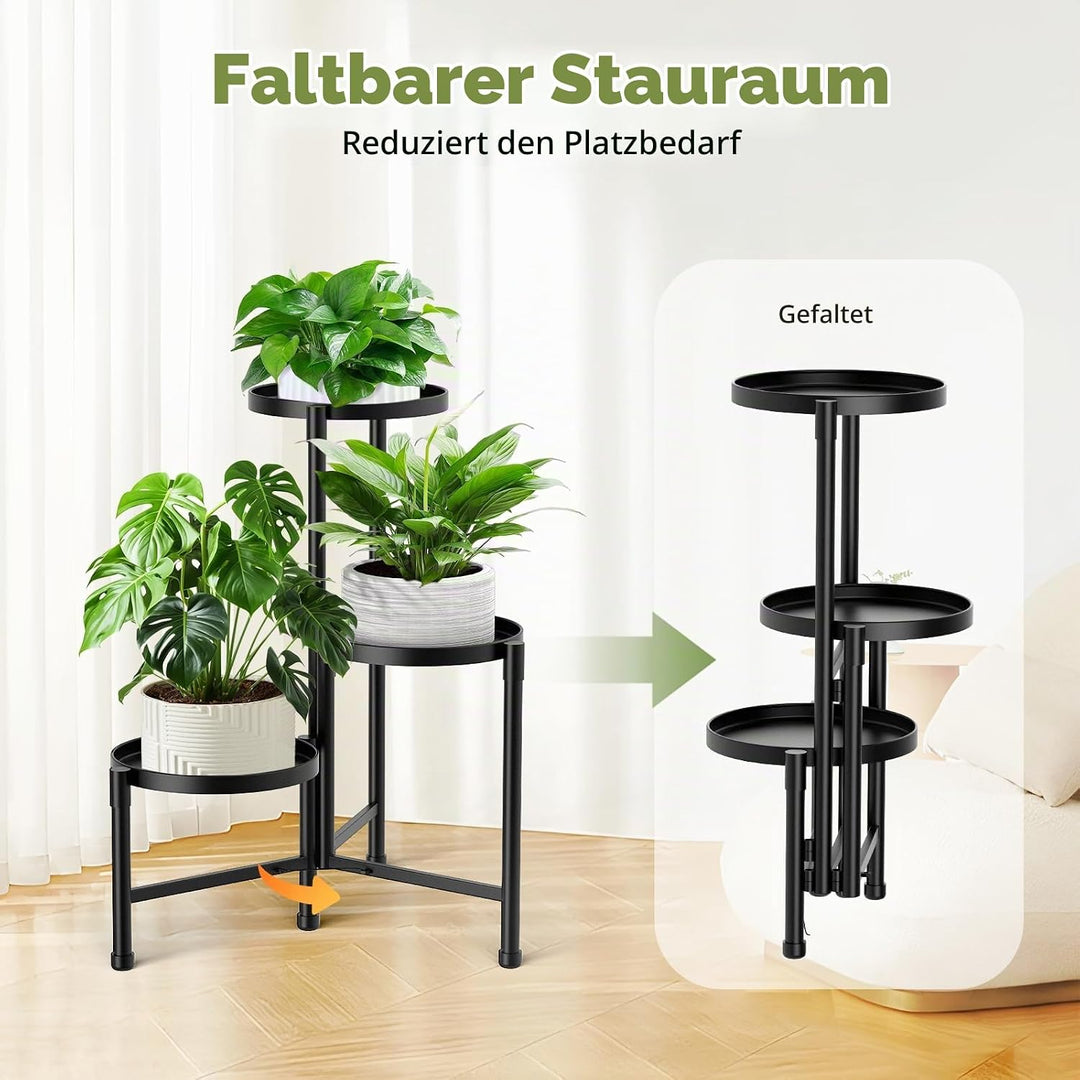 3 Stufen Metall Pflanzenständer drinnen draussen, Corner Blumentreppe mit 10 Zoll breiter Tablett, B