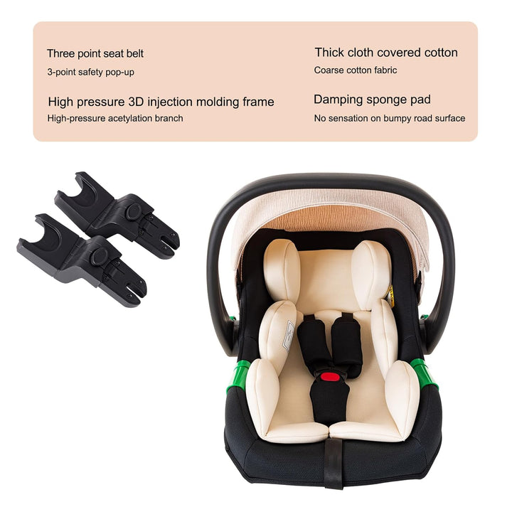 BEBBY Kinderwagen 3 in 1,Kinderwagen Buggy Mit Babyschale,Mit Höhenverstellbarer buggy Komplettset F