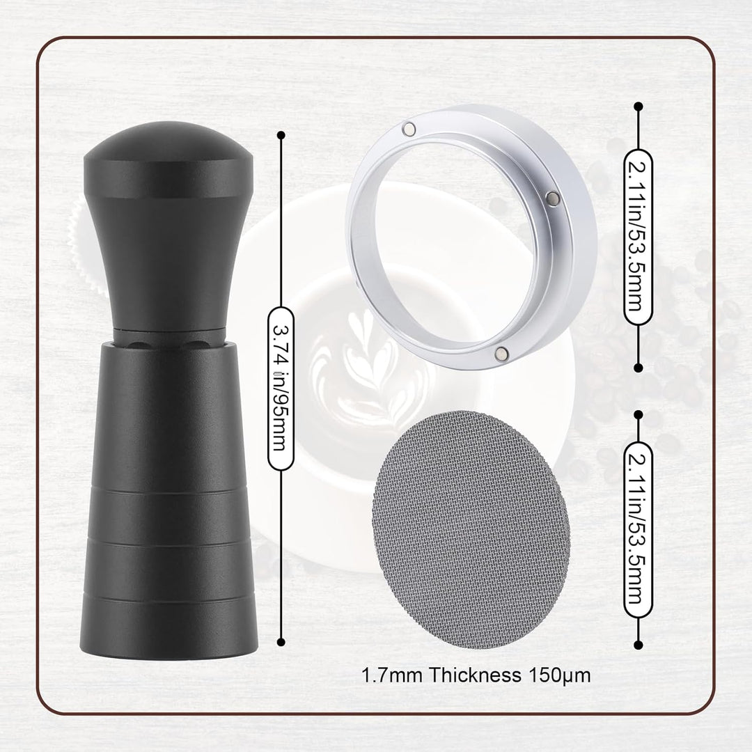 54mm WDT Tool Siebträger Zubehör Set,Puck Screen & Dosierring,Espresso Nadel mit 7 Feinen Nadeln,Esp