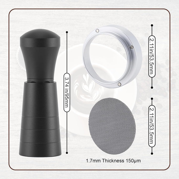 54mm WDT Tool Siebträger Zubehör Set,Puck Screen & Dosierring,Espresso Nadel mit 7 Feinen Nadeln,Esp
