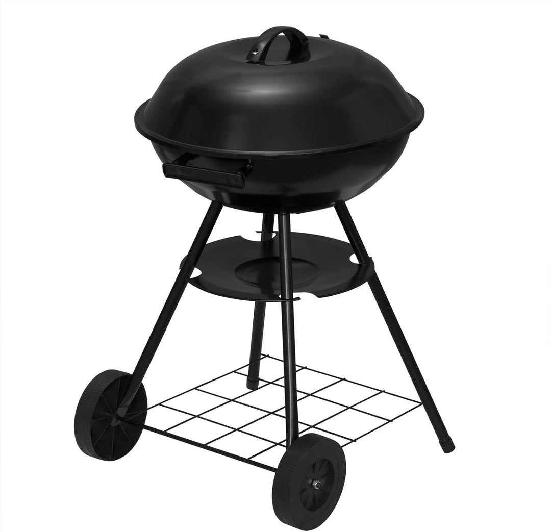 eSituro SBBQ0005 Holzkohlegrill Rundgrill Holzkohle-Grillwagen mit Rädern Deckel Standgrill Barbecue