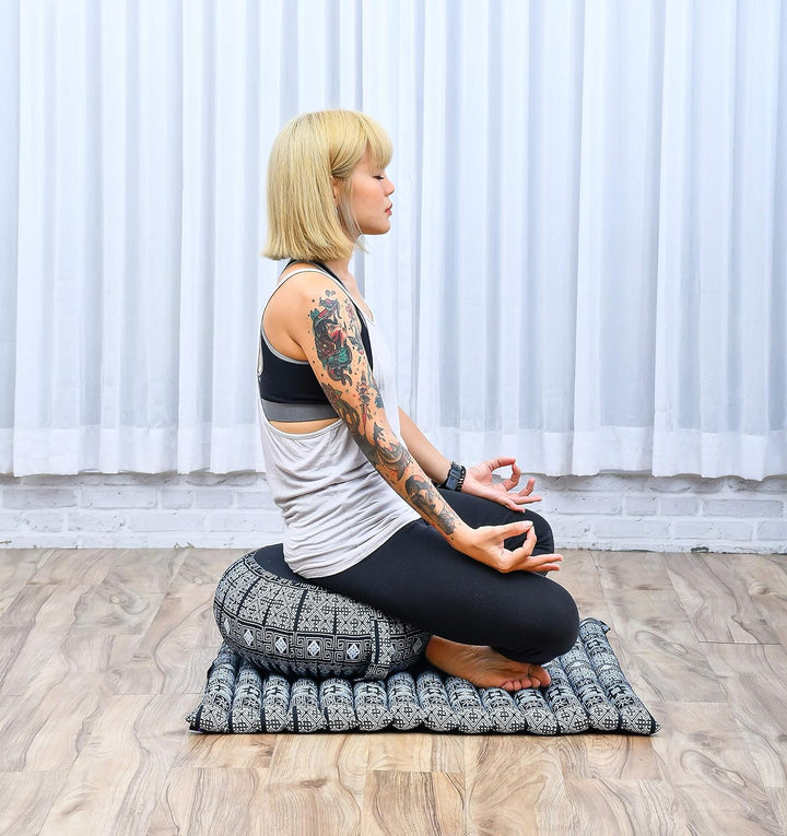 Leewadee Meditationskissen Set Sitzkissen Rund Zafu Yoga Kissen Zabuton Yogakissen Meditationskissen