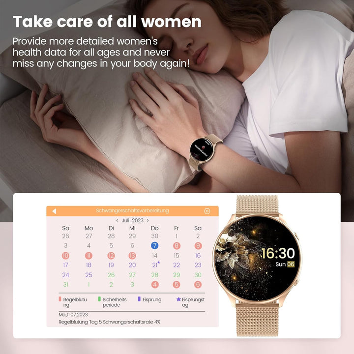 elfofle Smartwatch Damen mit Telefonfunktion, 1,39" TFT HD Touchscreen, IP67 Wasserdicht mit 120 Spo