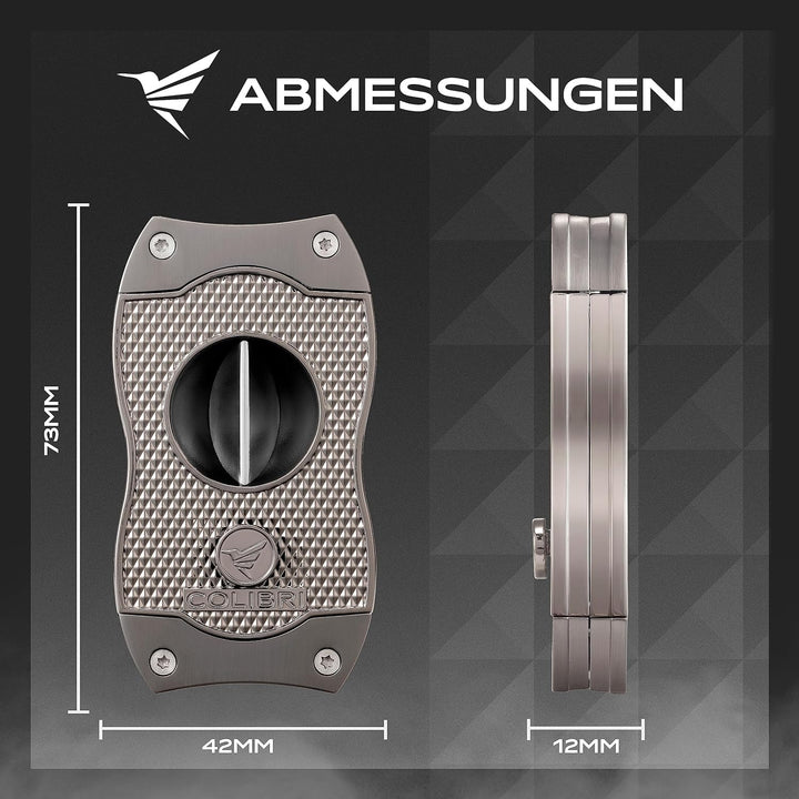 Colibri V-Cut Zigarrenschneider - Diamanten-Muster - Tiefer 7mm V-Schnitt - Bis zu 60+ Ringmass Ziga