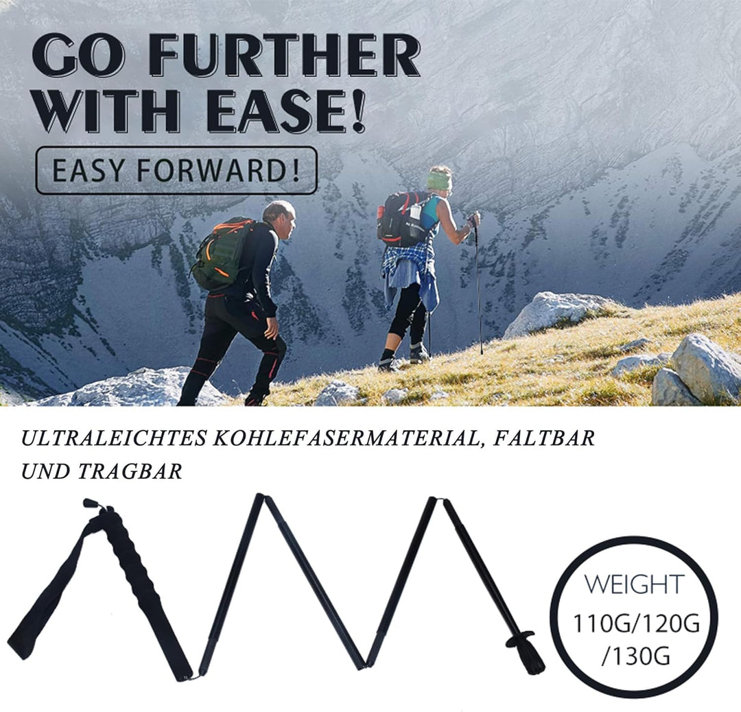 Ultraleichte Trekkingstöcke aus Kohlefaser, 5 Abschnitte, 2 Stück, Trekkingstöcke, Bergsteigen Ausrü