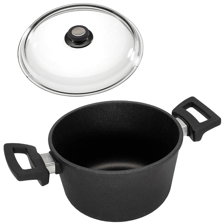 Eurolux Guss-Topf Induktion Set & Deckel Ø 20 cm - 3 Liter - kleiner hoher Universal-Koch-Topf Alugu