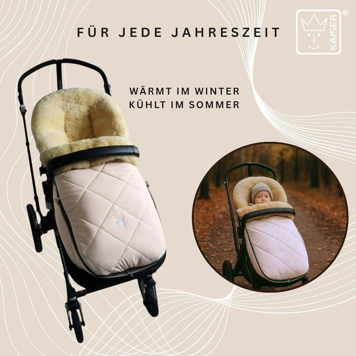 Kaiser Classic for Bugaboo Lammfell Kinderwagen Fusssack, 100 x 45 cm (cream), cream