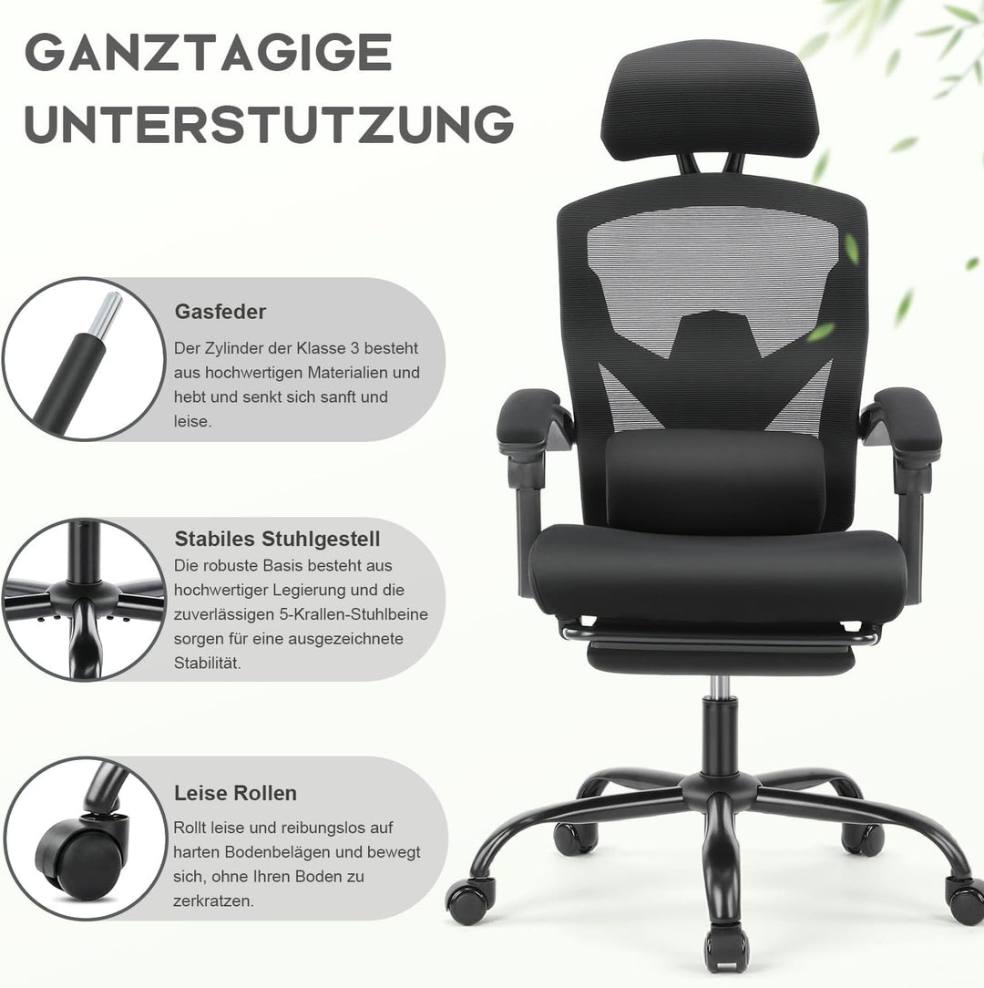 DUMOS Bürostuhl Ergonomisch EIN Schreibtischstuhl mit Komfortarmlehnen Ausgestattet mit Einer Bequem