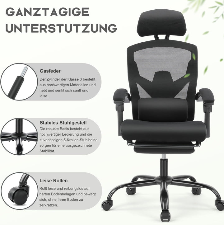 DUMOS Bürostuhl Ergonomisch EIN Schreibtischstuhl mit Komfortarmlehnen Ausgestattet mit Einer Bequem