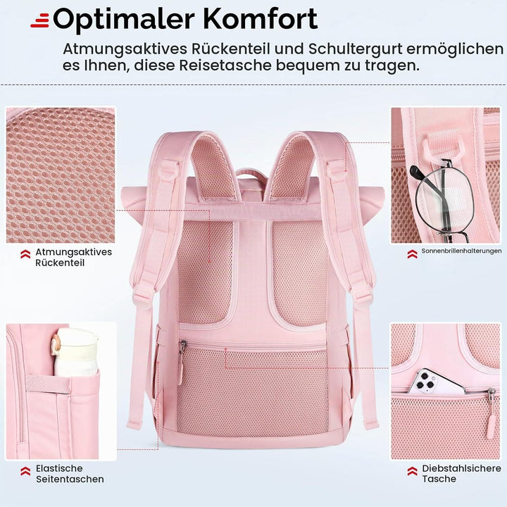 NEWHEY Rolltop Rucksack Herren Damen Reiserucksack Laptop Rucksack 17.3 Zoll Wasserdichter Gross 23L