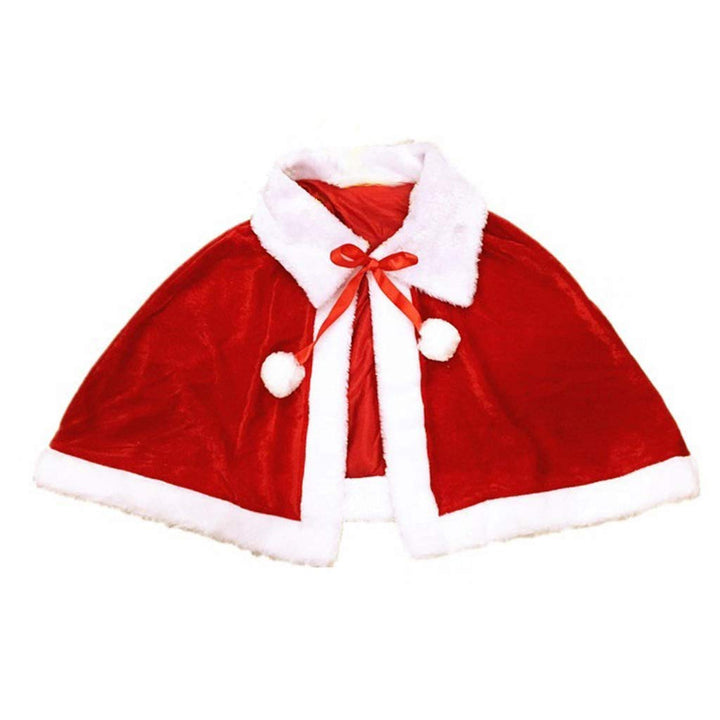 DAKIFENEY Weihnachtsumhang für Damen und Mädchen, dicker Samt, warm, rot, kurzer Weihnachtsmantel, f