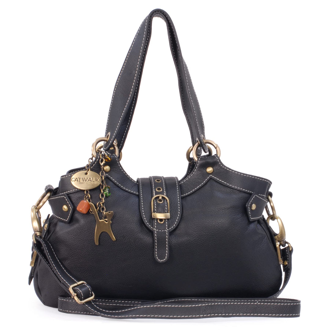 Catwalk Collection Handbags - Leder - Umhängetasche/Schultertasche - Handtasche mit Schultergurt - N