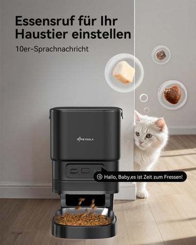 APETDOLA Futterautomat Katze, 2.4G WiFi Katzenfutter mit APP Steuerung, 4L Automatischer Futterspend