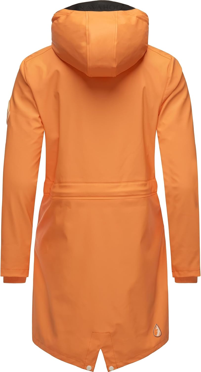 Navahoo Damen Übergangsjacke Regenmantel wasserdicht lang mit Kapuze Tropical Stormoo XS-3XL XS Apri