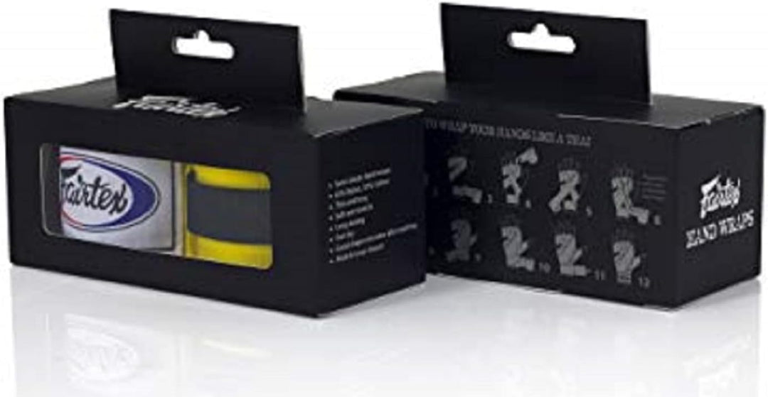 Fairtex HW2 Elastic Cotton Handwraps, 120' and 180' Full Length Hand Wraps-Many Colors 120" Gelb, 12