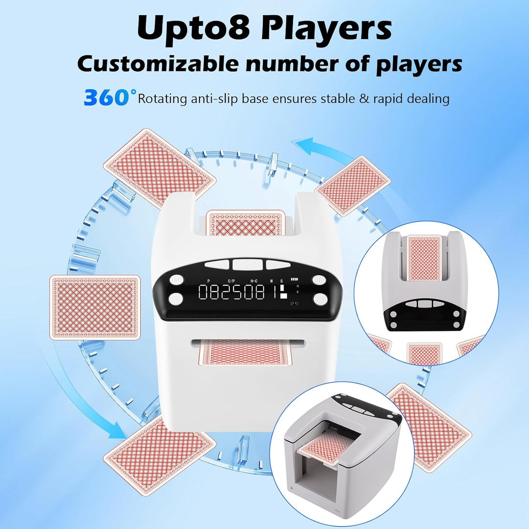 Automatischer Kartengeber, Automatischer Karten Austeiler mit 8 Spielern, 360° Drehung, 4000mah Wied