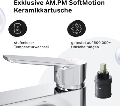 AM.PM Hit Waschtischarmatur mit Einhebelmischer, SoftMotion Keramikkartusche 30mm, Neoperl Aerator,