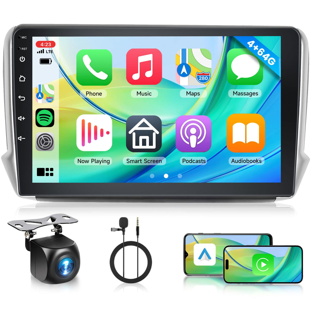 Rimoody 4+64G Android Autoradio für Peugeot 2008 208 2012-2018 10.1 Zoll HD Autoradio mit Carplay An